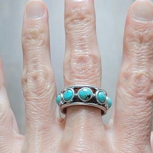 Lucky Brand silver and turquoise ring